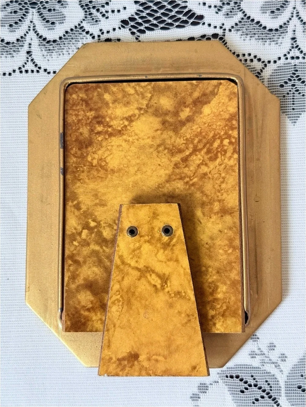 Vintage Octagonal Floral Picture Frame | Art Deco Brass Frame | Cottage Decor